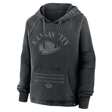 Women's Fanatics Black Kansas City Chiefs Oversized Raglan Gridiron Hoodie