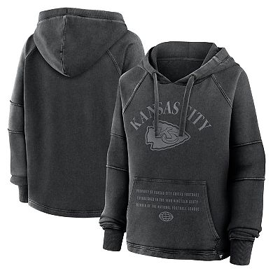 Women's Fanatics Black Kansas City Chiefs Oversized Raglan Gridiron Hoodie