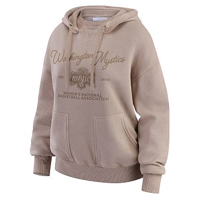 Women's WEAR by Erin Andrews Tan Washington Mystics Washed Pullover Crewdie