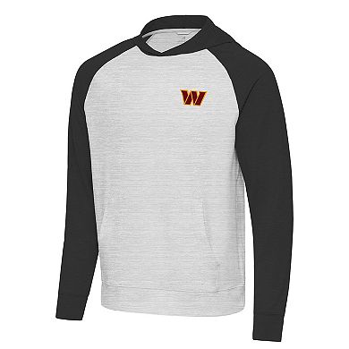 Men's Antigua Heather Gray/Black Washington Commanders Urgent Pullover Hoodie