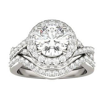 Charles & Colvard 14k White Gold 2 ⅞ Carat T.W. Halo Wedding Ring