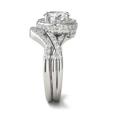 Charles & Colvard 14k White Gold 2 ⅞ Carat T.W. Halo Wedding Ring