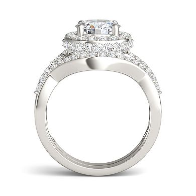 Charles & Colvard 14k White Gold 2 ⅞ Carat T.W. Halo Wedding Ring