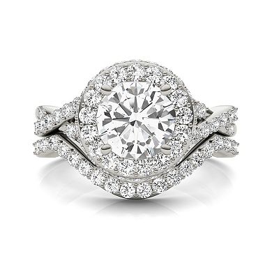 Charles & Colvard 14k White Gold 2 ⅞ Carat T.W. Halo Wedding Ring