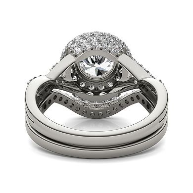 Charles & Colvard 14k White Gold 2 ⅞ Carat T.W. Halo Wedding Ring