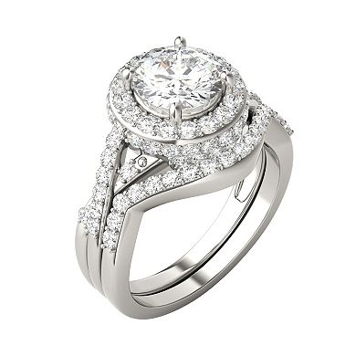 Charles & Colvard 14k White Gold 2 ⅞ Carat T.W. Halo Wedding Ring