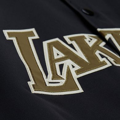 Men's Mitchell & Ness Olive Los Angeles Lakers Clutch Satin Raglan Full-Snap Jacket