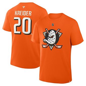 Men's Fanatics Chris Kreider Orange Anaheim Ducks Authentic Stack Name & Number T-Shirt
