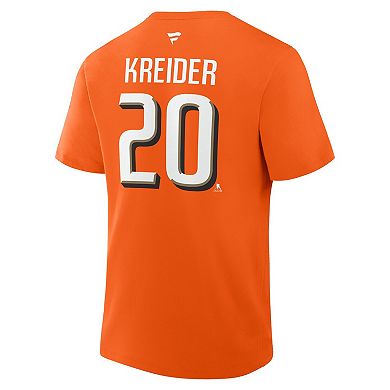 Men's Fanatics Chris Kreider Orange Anaheim Ducks Authentic Stack Name & Number T-Shirt
