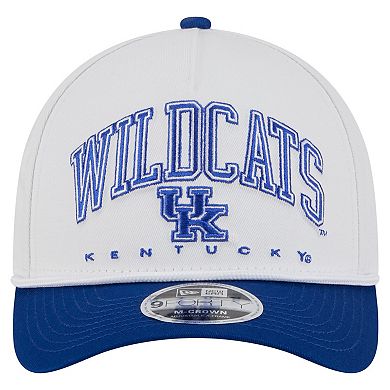 Men's New Era White/Royal Kentucky Wildcats Arch Two-Tone Rope 9FORTY A-Frame M-Crown Adjustable Hat