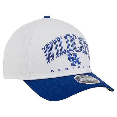 Men's New Era White/Royal Kentucky Wildcats Arch Two-Tone Rope 9FORTY A-Frame M-Crown Adjustable Hat