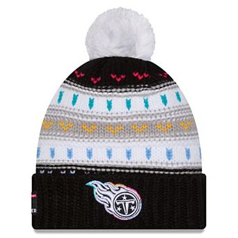 Women's New Era Black Tennessee Titans 2025 NFL Crucial Catch Cuffed Knit Hat with Pom