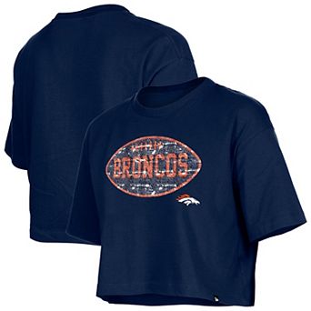 Girl's New Era Navy Denver Broncos Flip Sequin Boxy T-Shirt