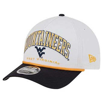 Men's New Era White/Navy West Virginia Mountaineers Arch Two-Tone Rope 9FORTY A-Frame M-Crown Adjustable Hat