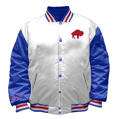 Women's Mitchell & Ness White Buffalo Bills Throwback Plus Size Full-Snap Satin Jacket