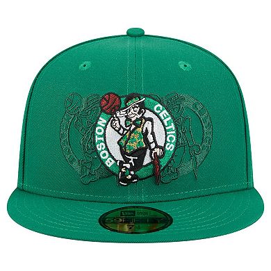 Men's New Era Kelly Green Boston Celtics Tri-Hit 59Fifty Fitted Hat