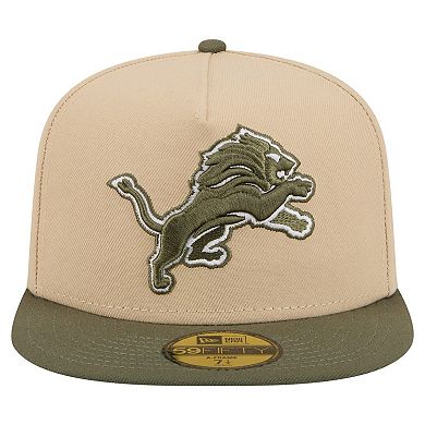 Men's New Era Beige/Olive Detroit Lions Color Pack A-Frame 59FIFTY Fitted Hat