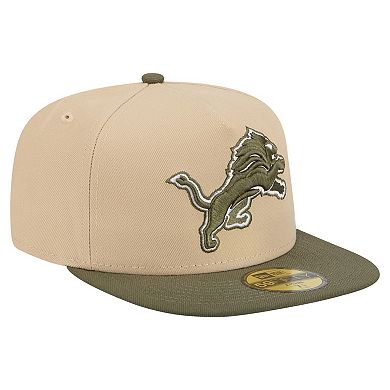 Men's New Era Beige/Olive Detroit Lions Color Pack A-Frame 59FIFTY Fitted Hat