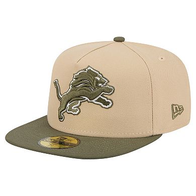 Men's New Era Beige/Olive Detroit Lions Color Pack A-Frame 59FIFTY Fitted Hat