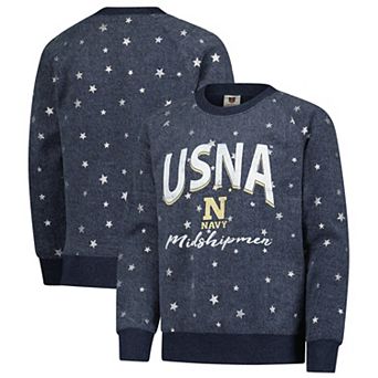 Girls Youth Wes & Willy Navy Navy Midshipmen Shimmer Star Reverse Sweatshirt