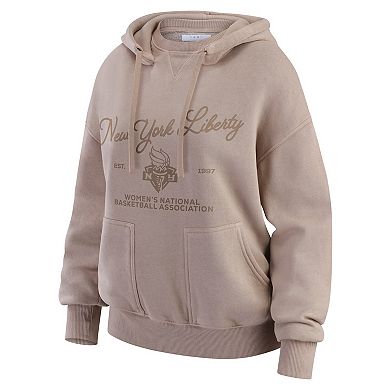 Women's WEAR by Erin Andrews Tan New York Liberty Washed Pullover Crewdie