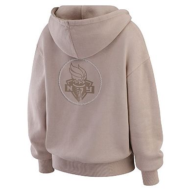 Women's WEAR by Erin Andrews Tan New York Liberty Washed Pullover Crewdie