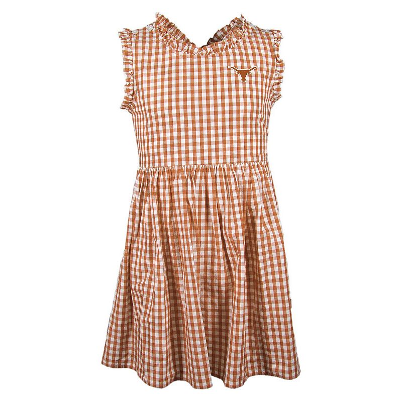 Girl’s Toddler Garb Texas Orange Texas Longhorns Sleeveless Alora Gingham Dress, Toddler Unisex,