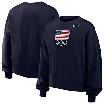 Women's Nike Navy Team USA Oversized Phoenix Pullover Sweatshirt