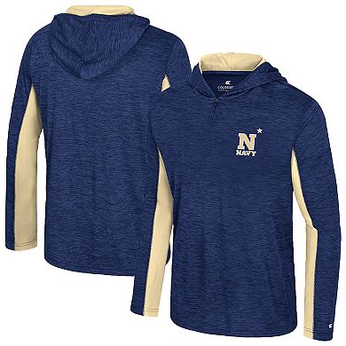Men's Colosseum Navy Navy Midshipmen Always Sunny Quarter-Zip Hoodie