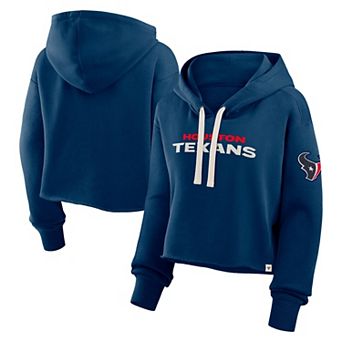 Women's Fanatics Navy Houston Texans Oversized Hometown Heritage Cropped Hoodie
