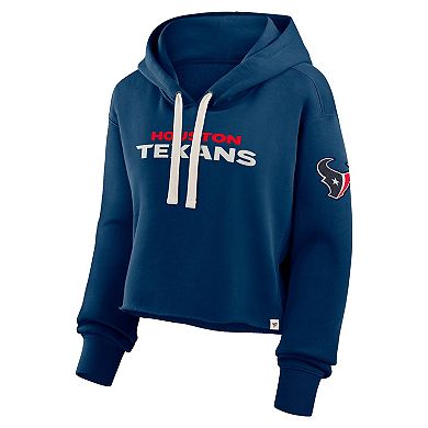 Women's Fanatics Navy Houston Texans Oversized Hometown Heritage Cropped Hoodie