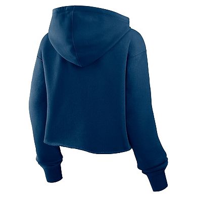 Women's Fanatics Navy Houston Texans Oversized Hometown Heritage Cropped Hoodie