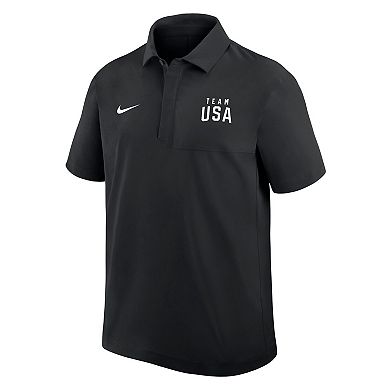 Men's Nike Black Team USA Woven Polo
