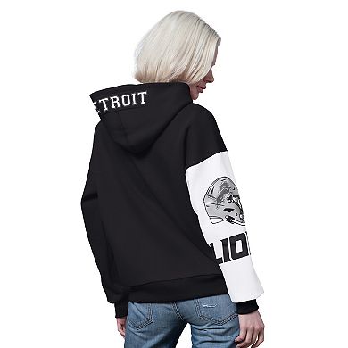 Women's Starter Black Detroit Lions 4th Down Full-Zip Hoodie