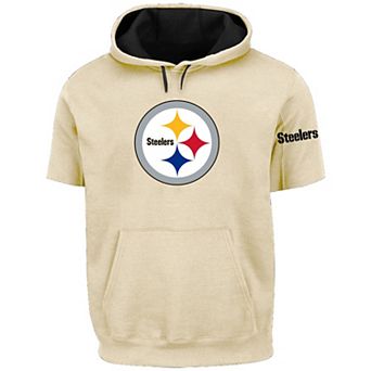Men's Profile Oatmeal Pittsburgh Steelers Big & Tall Chest Print and Logo Short Sleeve Pullover Hoodie