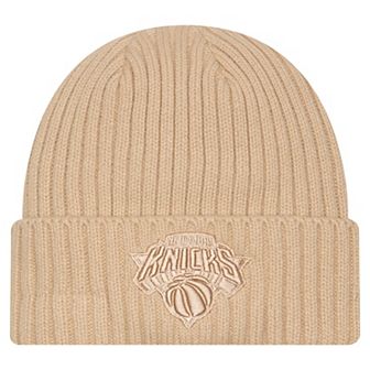 Men's New Era Tan New York Knicks Color Pack Cuffed Knit Hat