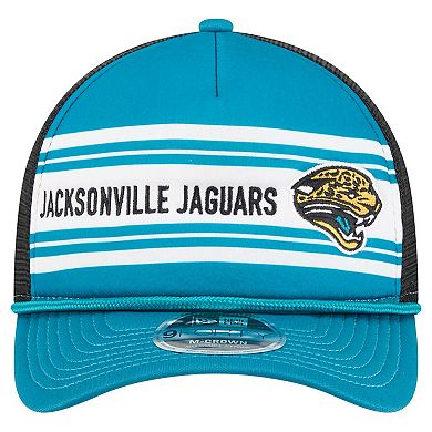 Men's New Era Teal Jacksonville Jaguars Throwback Linear A-Frame 9FORTY Adjustable Hat