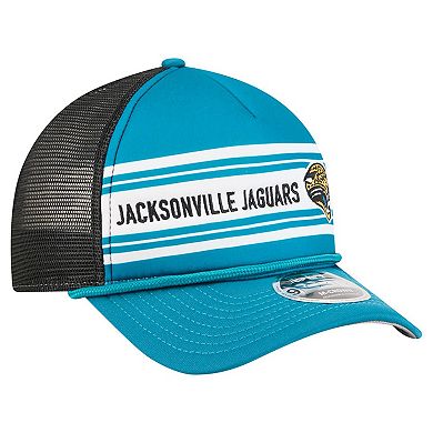 Men's New Era Teal Jacksonville Jaguars Throwback Linear A-Frame 9FORTY Adjustable Hat