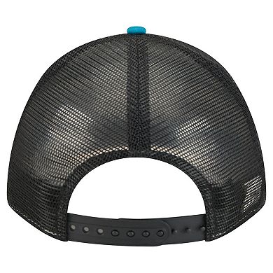 Men's New Era Teal Jacksonville Jaguars Throwback Linear A-Frame 9FORTY Adjustable Hat