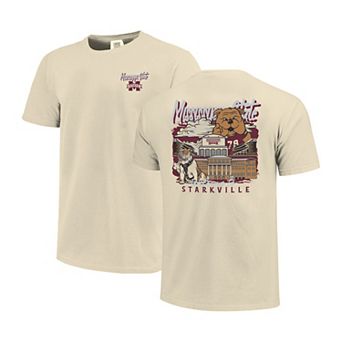Men's Image One Natural Mississippi State Bulldogs Comfort Colors Hand-Drawn Campus Stack T-Shirt