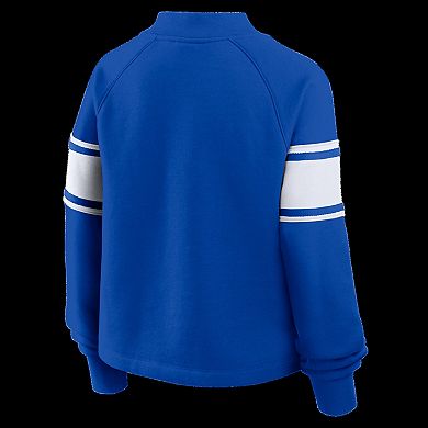 Women's Fanatics Royal Kentucky Wildcats Oversized Hometown Premium Punt Coverage Raglan Pullover Sweatshirt