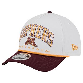 Men's New Era White/Maroon Minnesota Golden Gophers Arch Two-Tone Rope 9FORTY A-Frame M-Crown Adjustable Hat