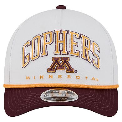 Men's New Era White/Maroon Minnesota Golden Gophers Arch Two-Tone Rope 9FORTY A-Frame M-Crown Adjustable Hat