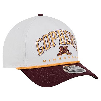 Men's New Era White/Maroon Minnesota Golden Gophers Arch Two-Tone Rope 9FORTY A-Frame M-Crown Adjustable Hat