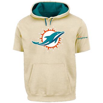 Men's Profile Oatmeal Miami Dolphins Big & Tall Chest Print and Logo Short Sleeve Pullover Hoodie