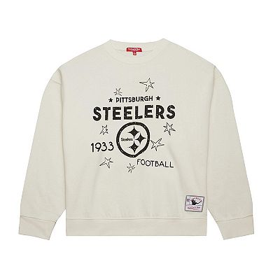 Women's Mitchell & Ness Cream Pittsburgh Steelers Plus Size Shooting Star Sweatshirt
