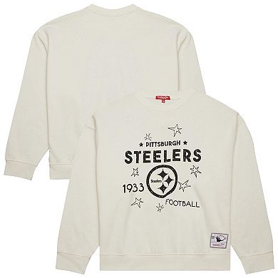 Women's Mitchell & Ness Cream Pittsburgh Steelers Plus Size Shooting Star Sweatshirt