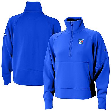 Women's Columbia Blue New York Rangers Wickhams Hills Raglan Omni-Wick Half-Zip Pullover