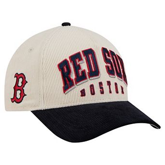Men's New Era Cream/Navy Boston Red Sox Sided Corduroy 9FORTY A-Frame Adjustable Hat