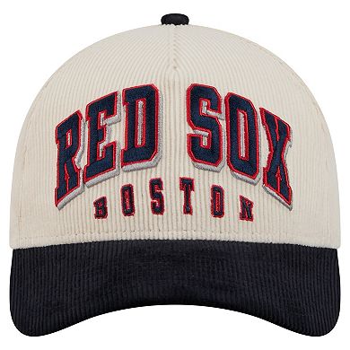 Men's New Era Cream/Navy Boston Red Sox Sided Corduroy 9FORTY A-Frame Adjustable Hat